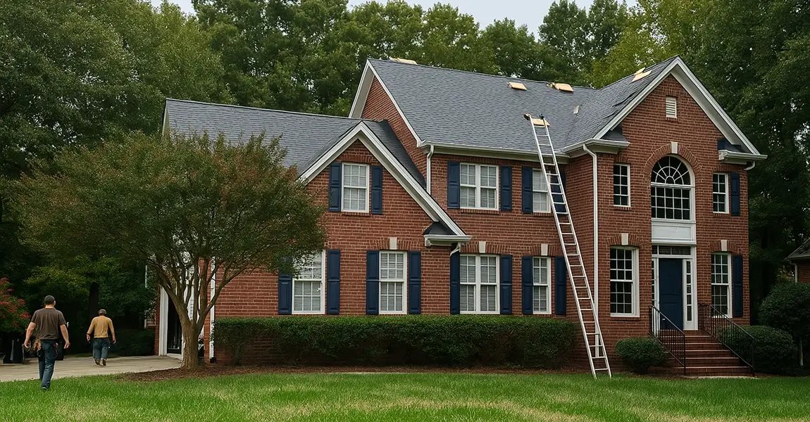 Emergency roof repair Raleigh after a severe storm to stop further damage.